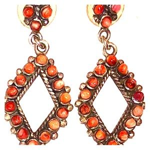Vintage sterling silver and coral earrings.